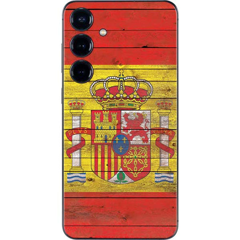 Spain Flag Dark Wood Galaxy S25 Skin